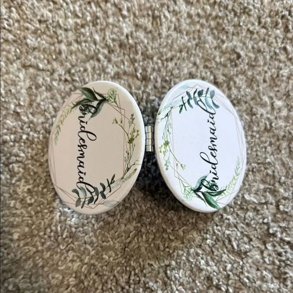 Bridesmaid Floral Geometric Compact Mirror Set of 2